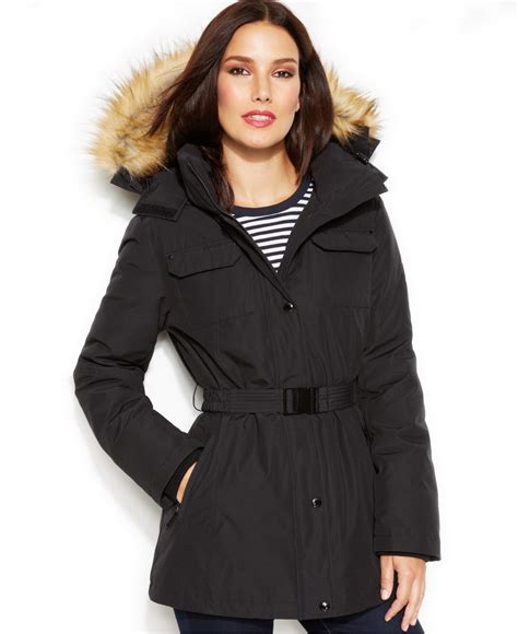 michael michael kors faux fur trim hooded parka|michael kors hooded puffer coat.